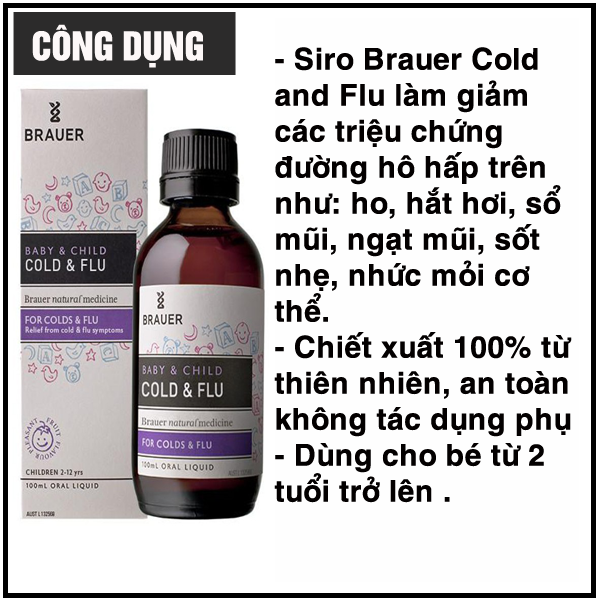 Image result for Phòng ngừa điều trị cảm lạnh, cúm Brauer cold and flu 100ml