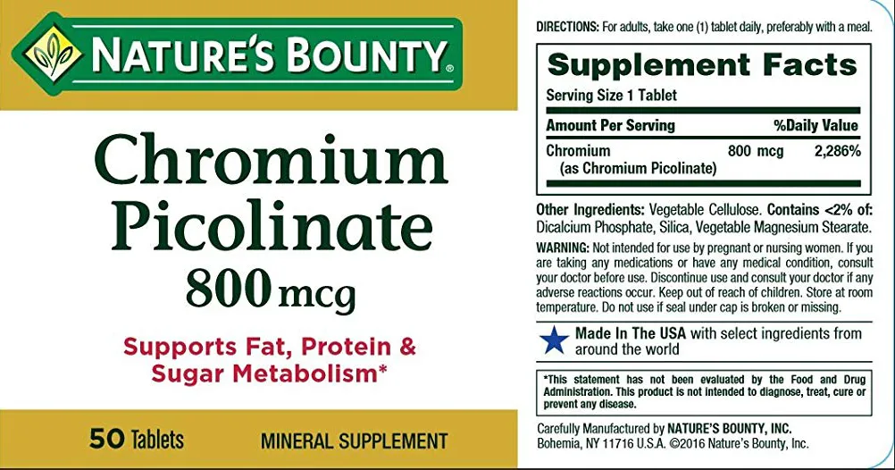 Viên Uống Nature's Bounty Chromium Picolinate 800mcg Của Mỹ