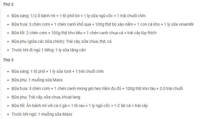 Sữa tăng cân Premium Mass Gainer và thực đơn chi tiết cho nam gầy tập Gym