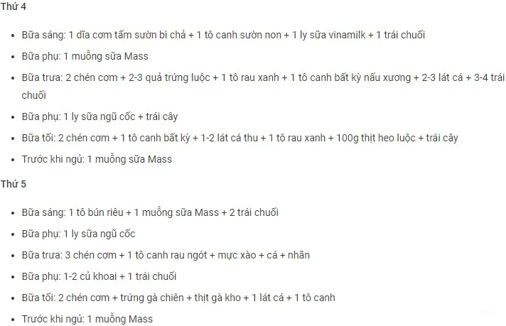 Sữa tăng cân Premium Mass Gainer và thực đơn chi tiết cho nam gầy tập Gym