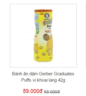B&aacute;nh ăn dặm Gerber Graduates Puffs vị khoai lang 42g