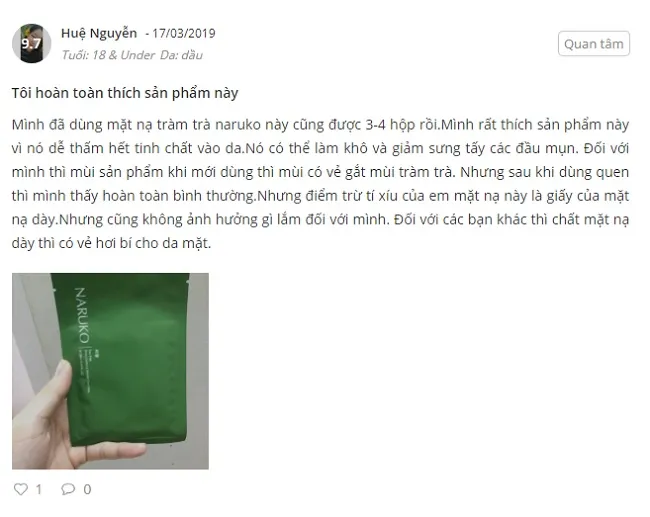 Review mặt nạ Naruko tràm trà có tốt không? Cách sử dụng?