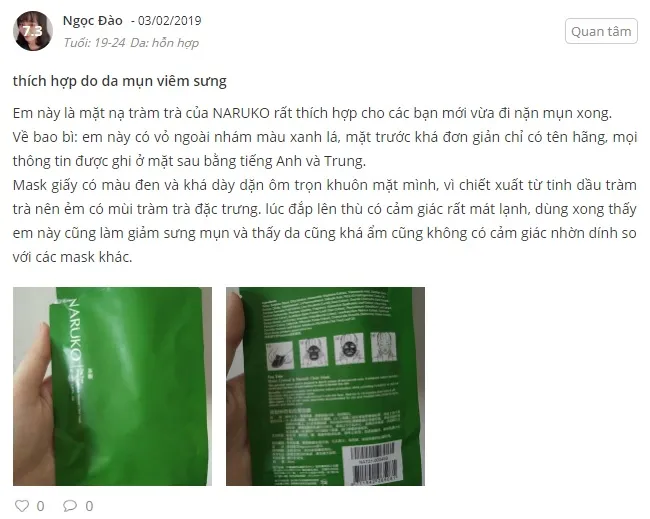 Review mặt nạ Naruko tràm trà có tốt không? Cách sử dụng?