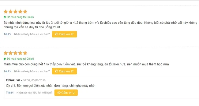 phản hồi từ ph&iacute;a kh&aacute;ch h&agrave;ng sử dụng bột lysine