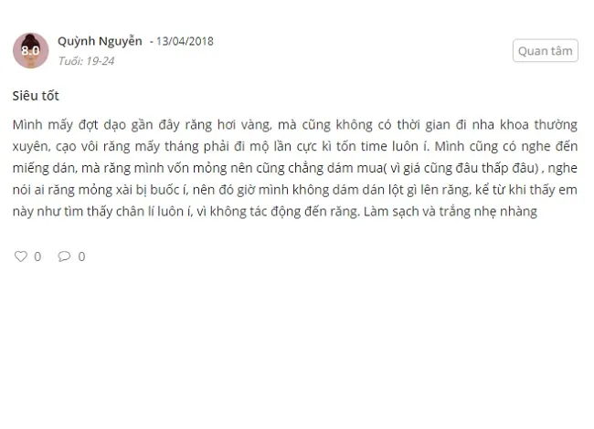 Phản hồi từ ph&iacute;a kh&aacute;ch h&agrave;ng sử dụng nước s&uacute;c miệng Crest 3D White 2