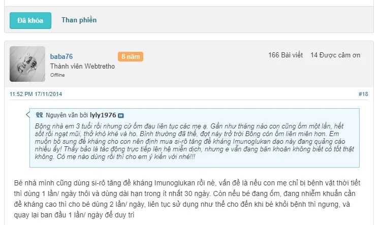 Giải Đ&aacute;p Siro Imunoglukan c&oacute; tốt kh&ocirc;ng