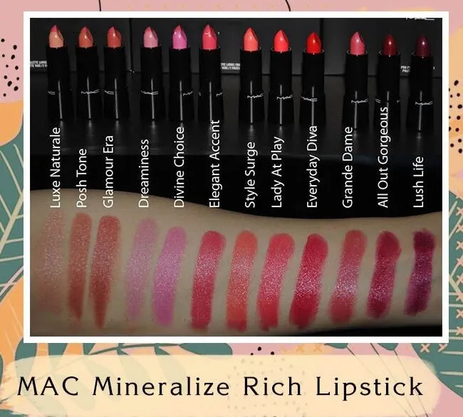 Bảng m&agrave;u son MAC Mineralize Rich Lipstick