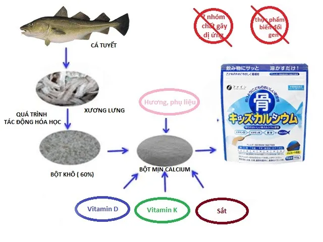 Nguồn gốc Canxi c&aacute; tuyết từ xương lưng c&aacute; tuyết
