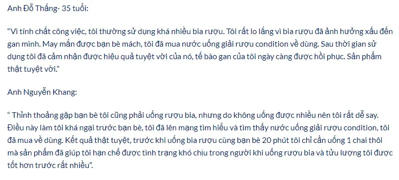 &Yacute; kiến về nước giải rượu Condition H&agrave;n Quốc từ người d&ugrave;ng trước
