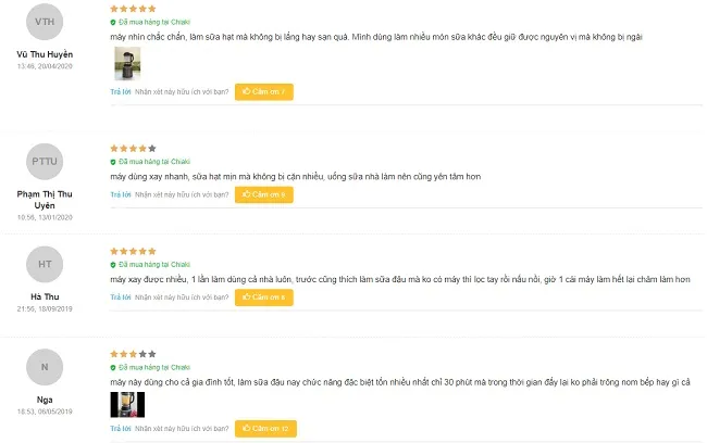 Phản hồi từ kh&aacute;ch h&agrave;ng sử dụng m&aacute;y l&agrave;m sữa hạt Ukoeo Pr5 Plus