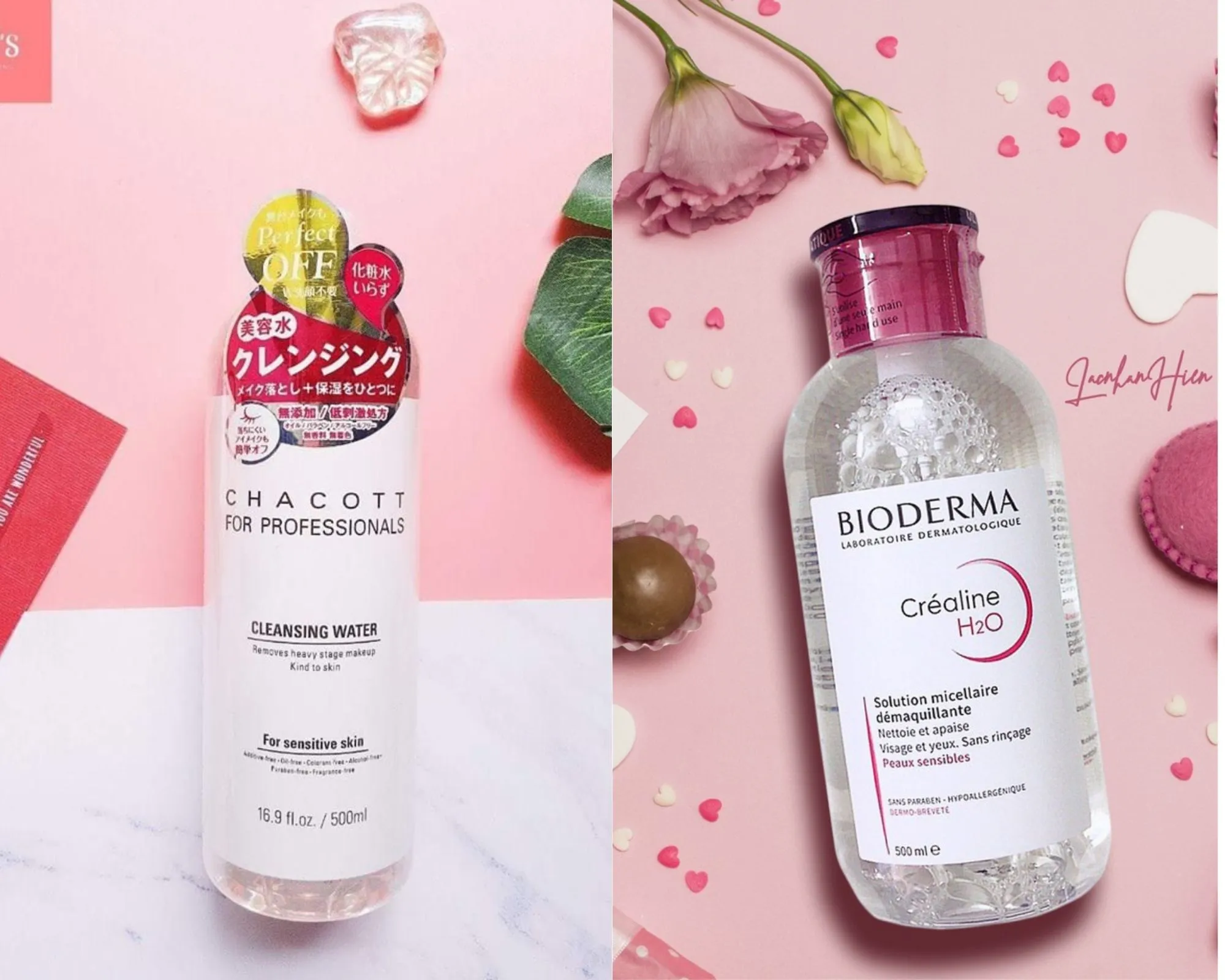 So s&aacute;nh tẩy trang Chacott v&agrave; Bioderma