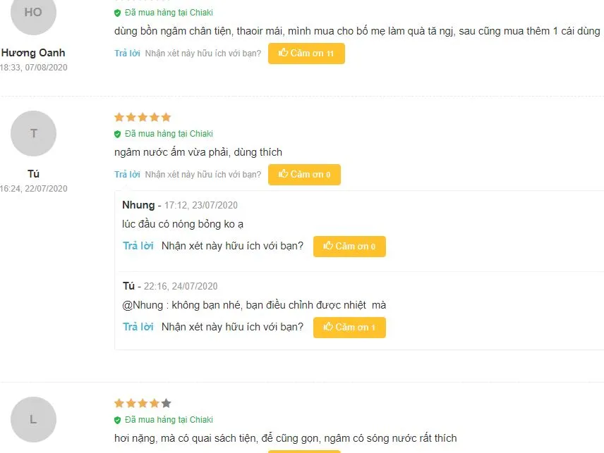 Kh&aacute;ch h&agrave;ng đ&atilde; sử dụng đ&atilde; mua v&agrave; khen ngợi m&aacute;y ng&acirc;m ch&acirc;n massage