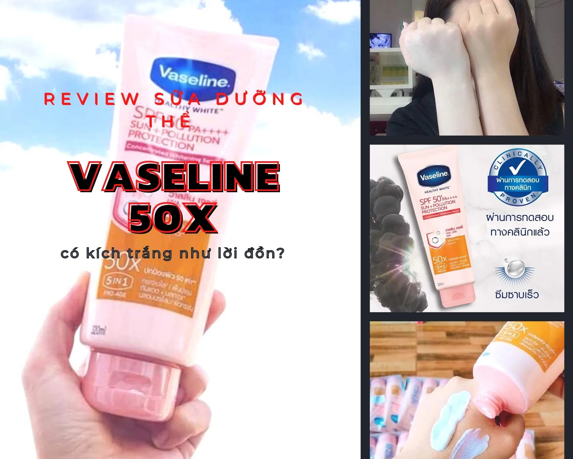 Review sữa dưỡng thể vaseline 50x