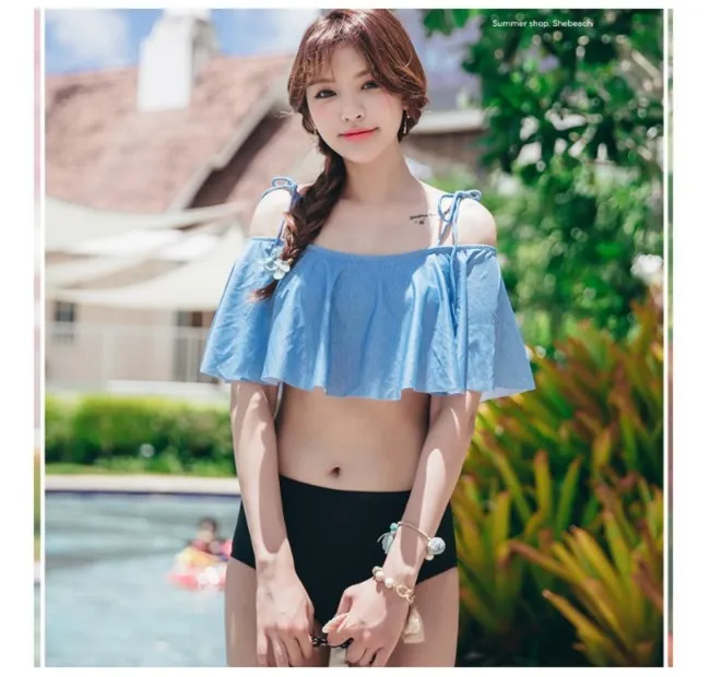 Tankini &aacute;o x&ograve;e trễ vai