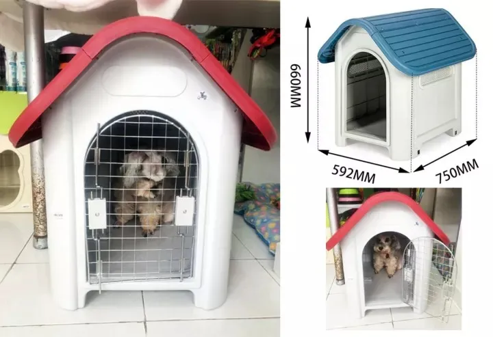 Chuồng ch&oacute; Poodle bằng nhựa, c&oacute; m&aacute;i che ph&ugrave; hợp nếu bạn để chuồng b&ecirc;n ngo&agrave;i trời