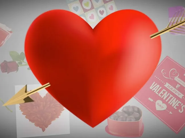 Mũi t&ecirc;n trong tr&aacute;i tim - Biểu tượng Valentine