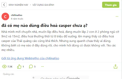 Nhận x&eacute;t từ kh&aacute;ch h&agrave;ng sau khi sử dụng điều h&ograve;a Casper?