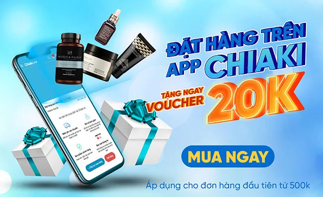 Mua h&agrave;ng tr&ecirc;n App Chiaki nhận ngay Voucher ưu đ&atilde;i 20K