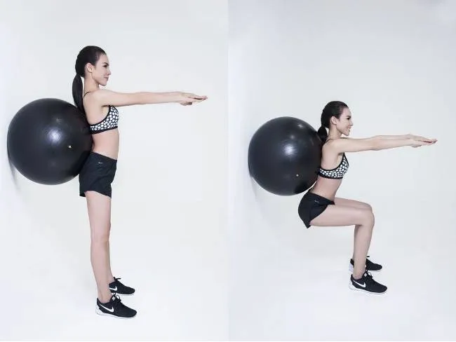 B&agrave;i tập với b&oacute;ng tr&ecirc;n giường - Wall Sit