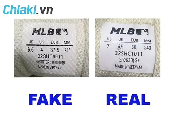 ph&acirc;n biệt gi&agrave;y MLB real v&agrave; fake th&ocirc;ng qua lưỡi gi&agrave;y
