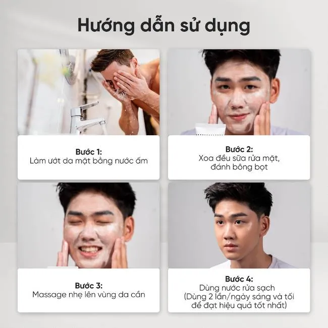 C&aacute;ch sử dụng sữa rửa mặt cho nam tại nh&agrave;