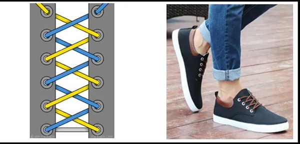 c&aacute;ch that d&acirc;y gi&agrave;y 5 lỗ kiểu xương c&aacute; độc đ&aacute;o