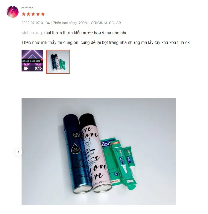 Đ&aacute;nh gi&aacute; của kh&aacute;ch h&agrave;ng về dầu gội kh&ocirc; Colab Dry