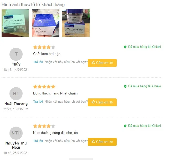 Review kem dưỡng da Transino Whitening Repair Cream