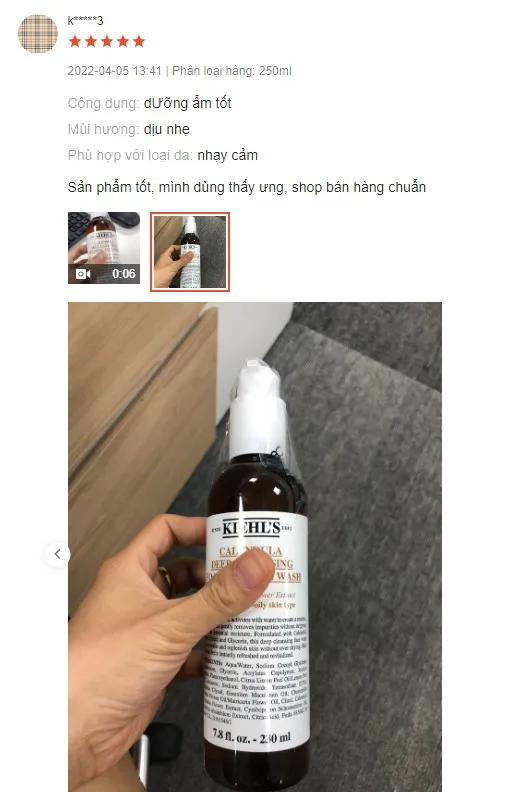Review sữa rửa mặt cho nam Calendula Deep Cleansing Foaming Kiehl&rsquo;s