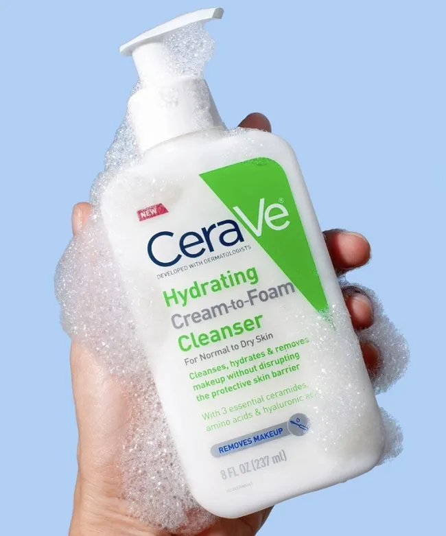 Sữa rửa mặt CeraVe Hydrating Cream-to-Foam Cleanser cho da kh&ocirc;