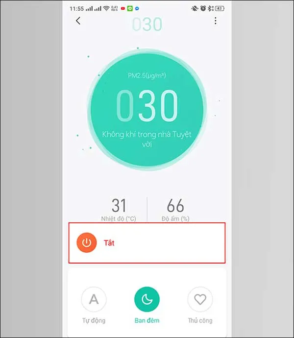 Sử dụng app Mi Home để bật/tắt m&aacute;y lọc kh&ocirc;ng kh&iacute;