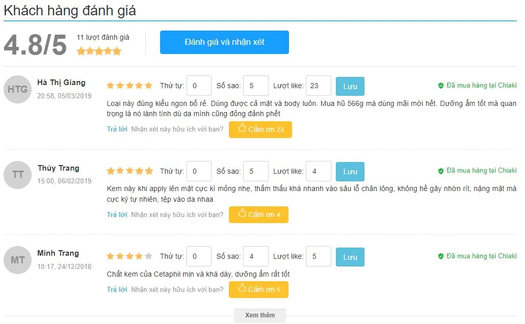 Đ&aacute;nh gi&aacute; từ kh&aacute;ch h&agrave;ng