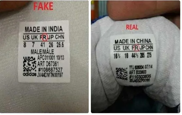 Ph&acirc;n biệt gi&agrave;y Adidas qua chữ tr&ecirc;n tem