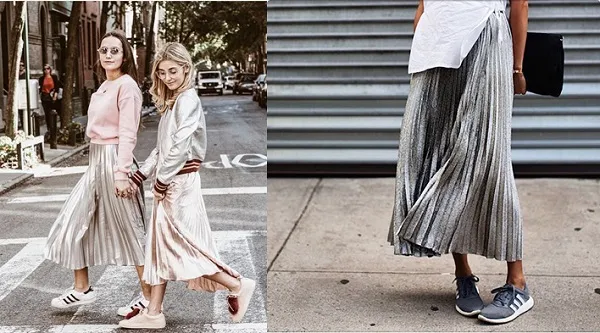 Kết hợp v&aacute;y c&ugrave;ng gi&agrave;y Adidas nữ