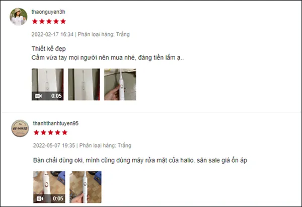 Đ&aacute;nh gi&aacute; về b&agrave;n chải điện của kh&aacute;ch h&agrave;ng