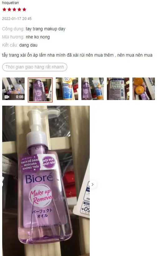 Review Dầu tẩy trang Biore của Nhật