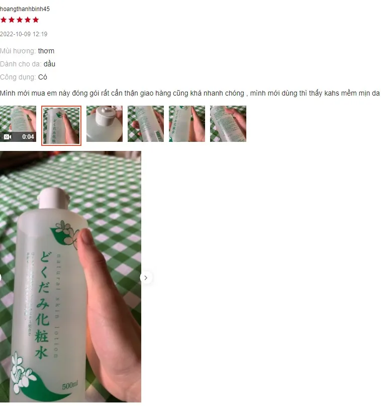 Review Toner diếp c&aacute; Nhật Dokudami Natural Skin&nbsp;