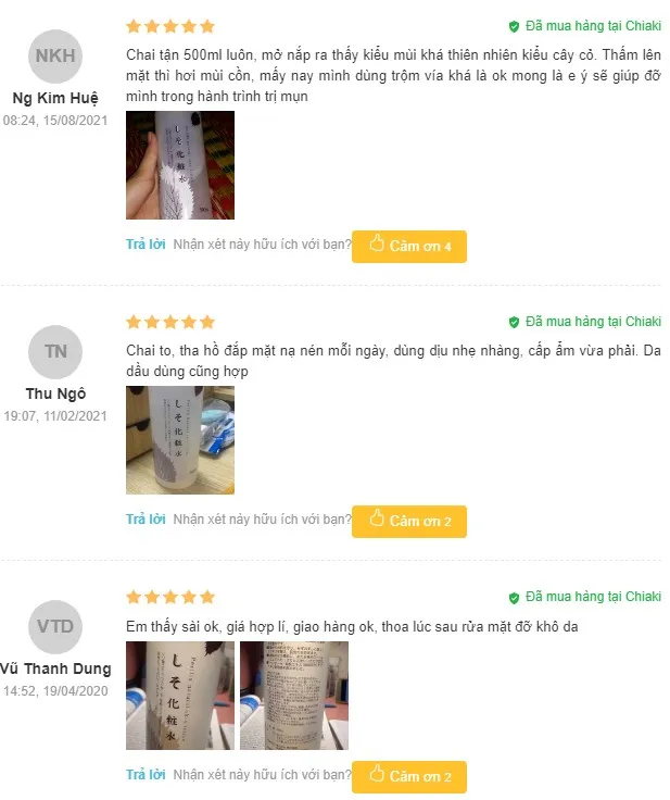 Review Toner t&iacute;a t&ocirc; Nhật Bản Perilla Natural