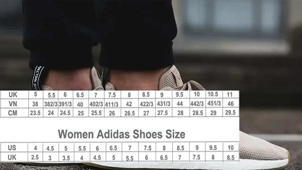 Ti&ecirc;u chuẩn k&iacute;ch cỡ size gi&agrave;y Adidas nhật
