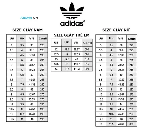 Bảng size gi&agrave;y nữ của c&aacute;c thương hiệu nổi tiếng