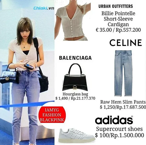 C&ugrave;ng Lisa mix đồ với gi&agrave;y Adidas Supercourt