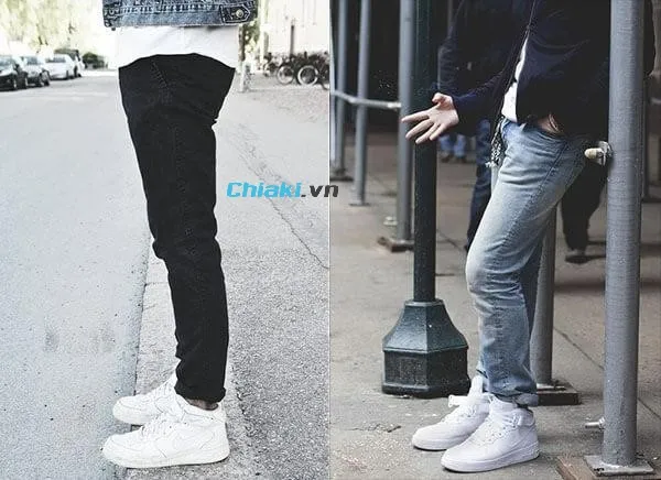 Kết hợp gi&agrave;y Nike Air Force 1 nam c&ugrave;ng quần jeans