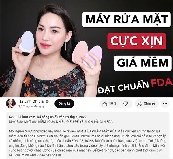 Review m&aacute;y rửa mặt Emmie của beauty blogger V&otilde; Hạ Linh