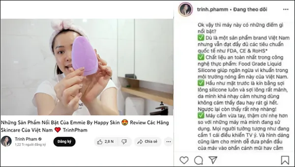 Review m&aacute;y rửa mặt Emmie của Trinh Phạm