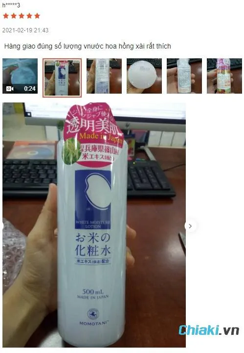 Review Toner gạo Momotani White Moisture