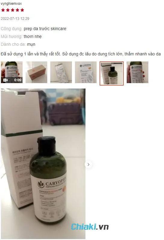 Review Toner kh&ocirc;ng cồn tốt trị mụn Caryophy Portulaca H&agrave;n Quốc