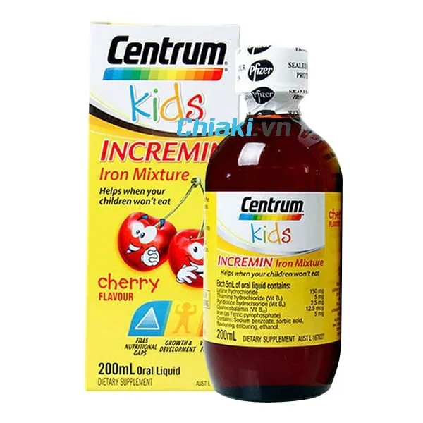 vitamin tổng hợp cho b&eacute; của &Uacute;c Centrum Kids Incremin Iron Mixture