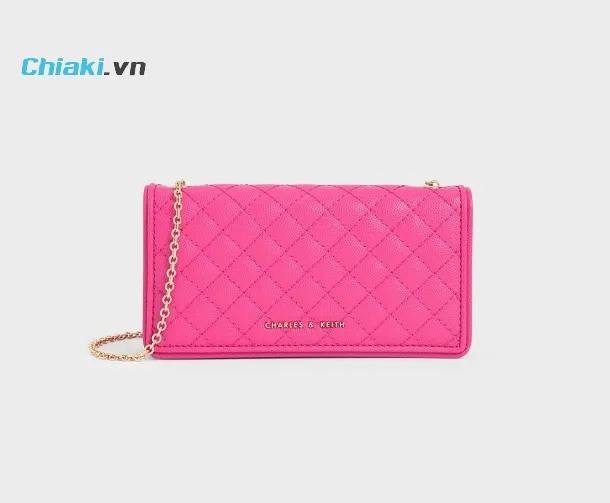 T&uacute;i đeo ch&eacute;o Charles & Keith Quilted Pouch &ndash; Fuchsia