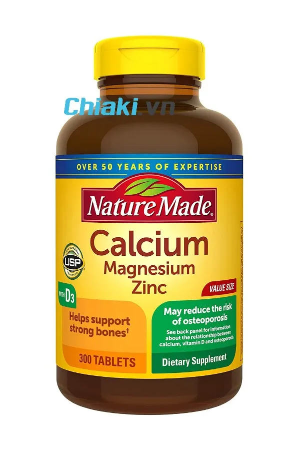 h&agrave;m lượng canxi cho b&agrave; bầu, Vi&ecirc;n uống Calcium Magnesium Zinc With Vitamin D3