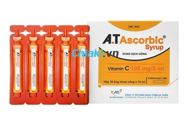 vitamin C dạng ống cho b&eacute;, Vitamin C A.T Ascorbic Syrup